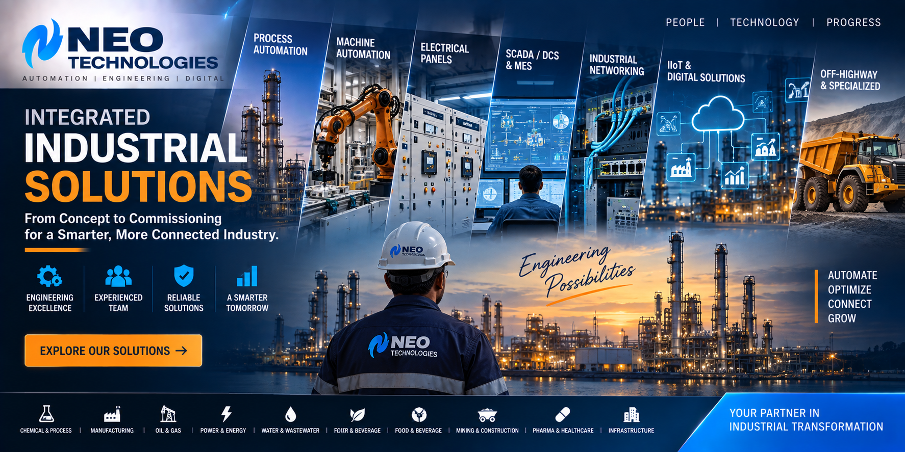 Industrial automation and engineering solutions covering process automation, machine automation, electrical systems, SCADA, networking and IIoT