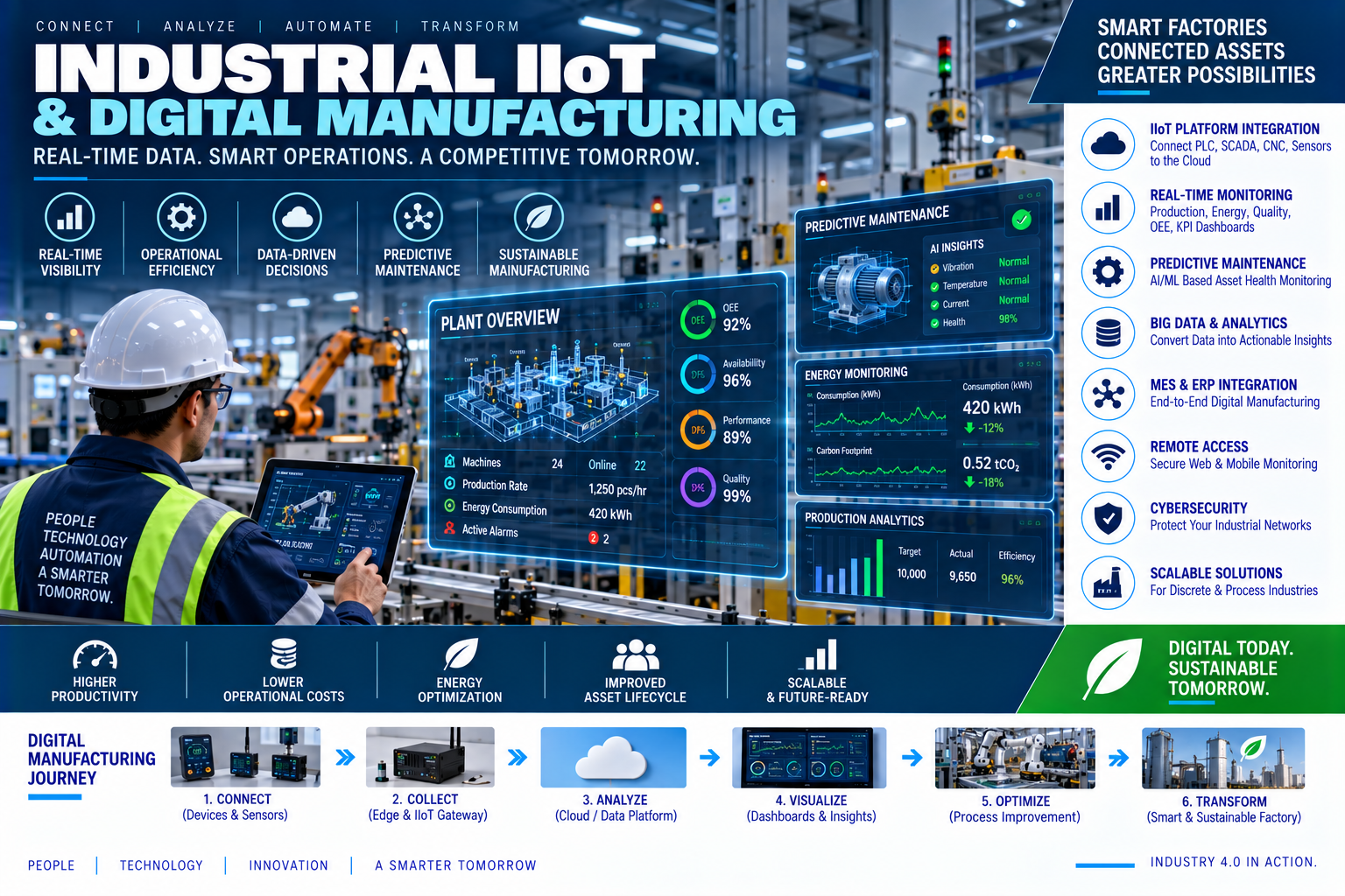 Industrial IIoT and digital manufacturing connecting machines analytics and enterprise systems