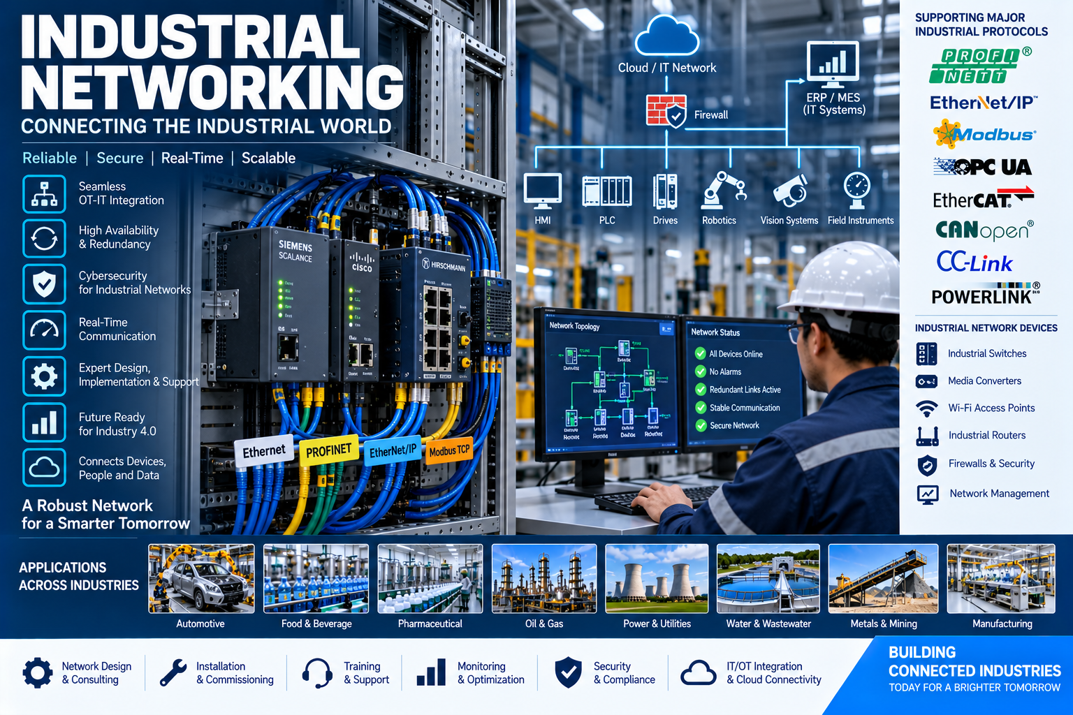 Industrial networking and IIoT connectivity for PLC SCADA machines and industrial systems