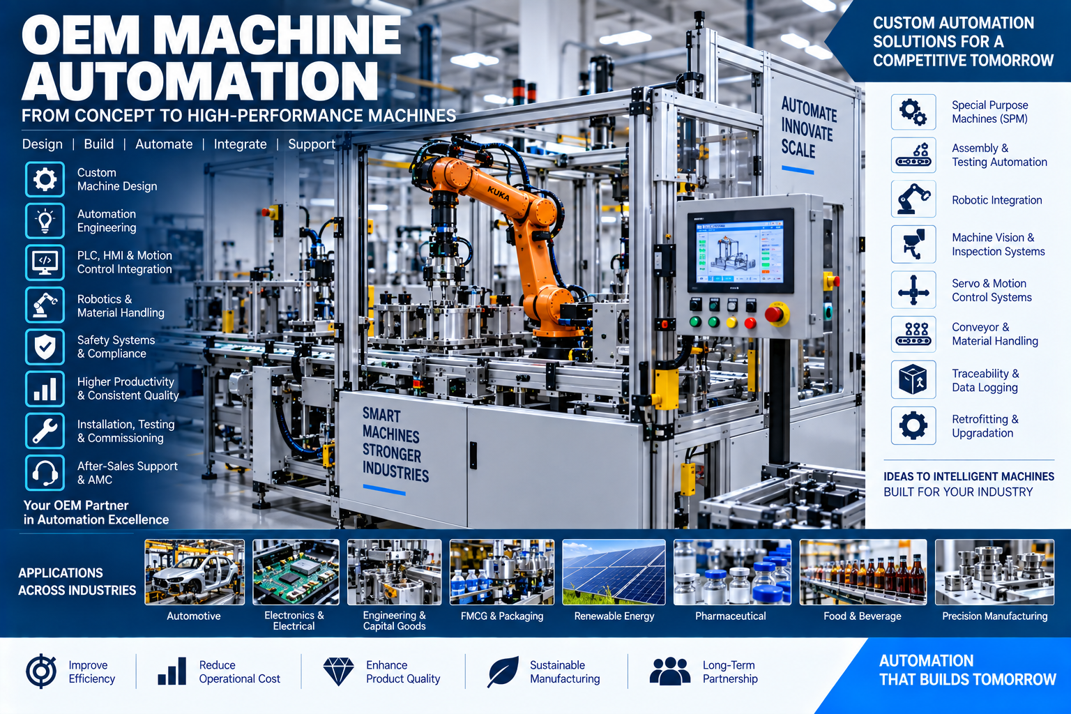 OEM machine automation with PLC HMI servo drives robotics and safety