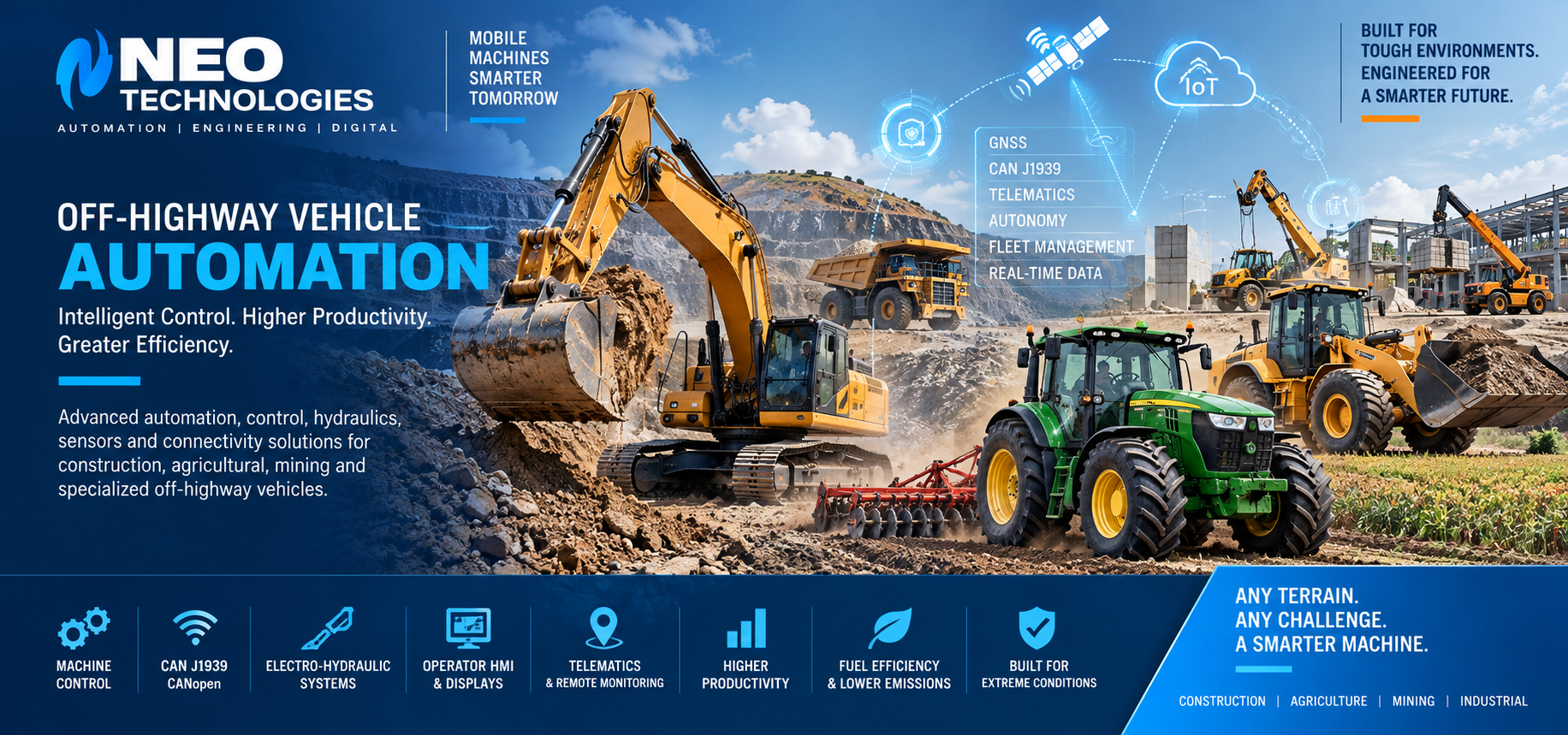 Off-highway vehicle automation for construction, agriculture, mining and mobile machinery