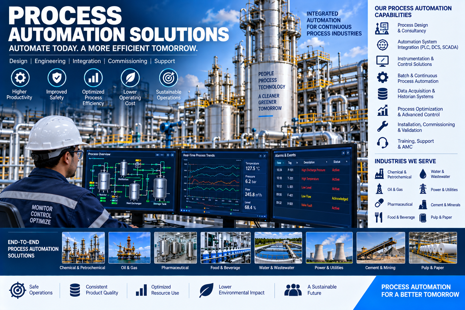 Process automation solutions with PLC DCS SCADA instrumentation and industrial control