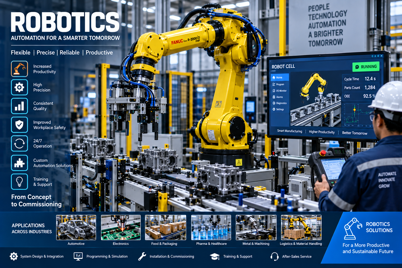 Servo motion control automation for precision industrial machinery